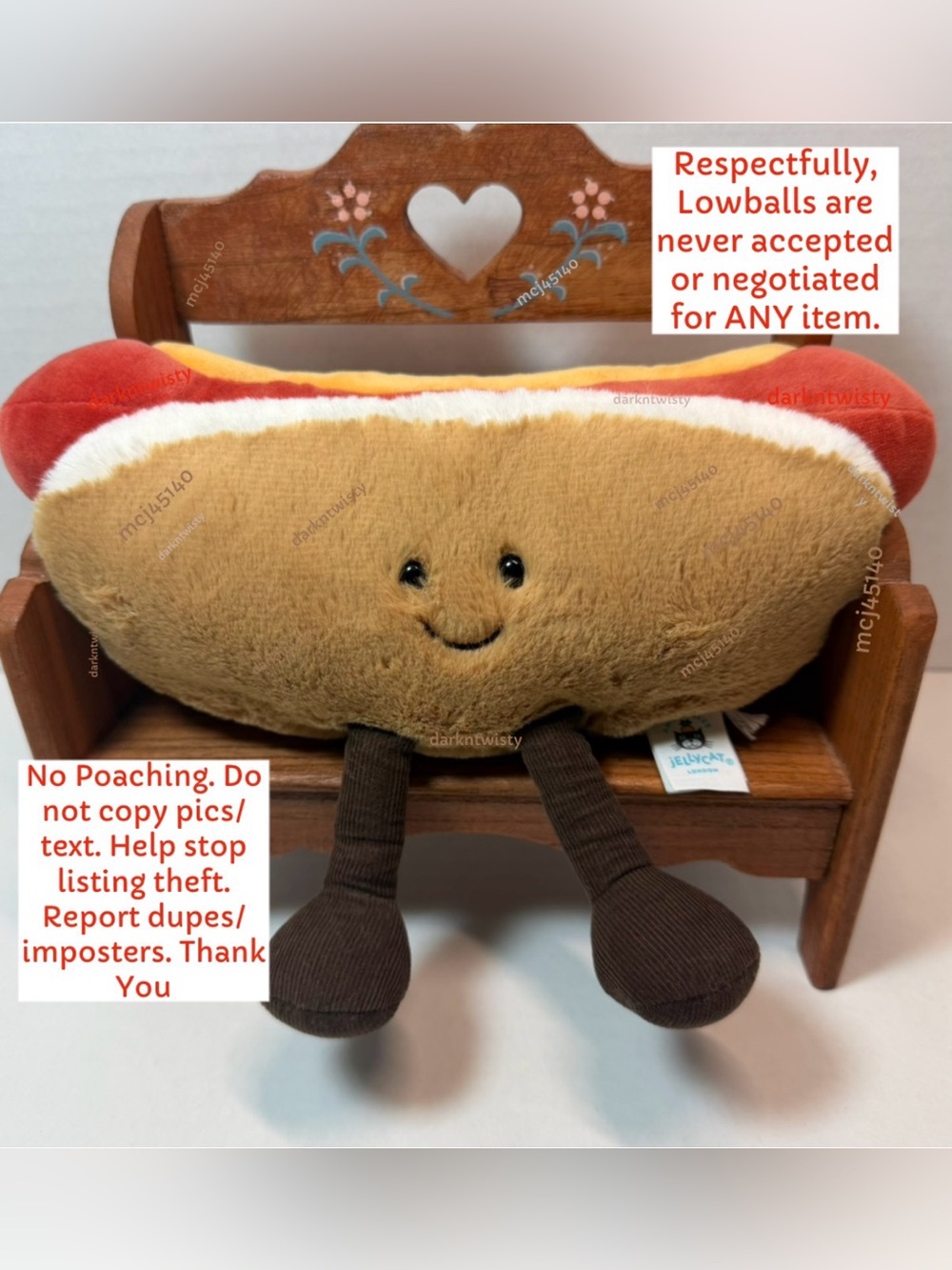 GENUINE BNWT JELLYCAT AMUSEABLES HOT DOG RECEIPT AVAILABLE